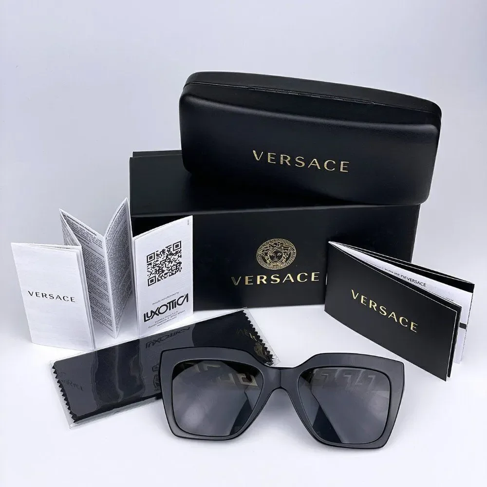 SALE! NEW Versace VE4418 GB1/87 Black Gray Square Women Sunglasses